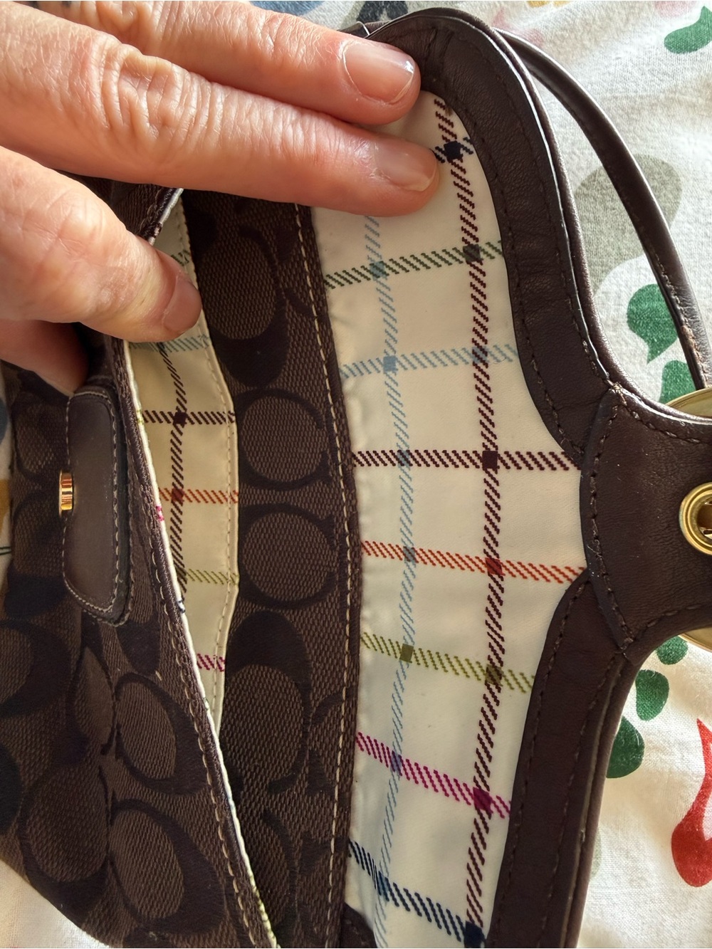 Coach Brown Signature Canvas and Leather wristlet with Brass Buckle - Picture 2 of 2